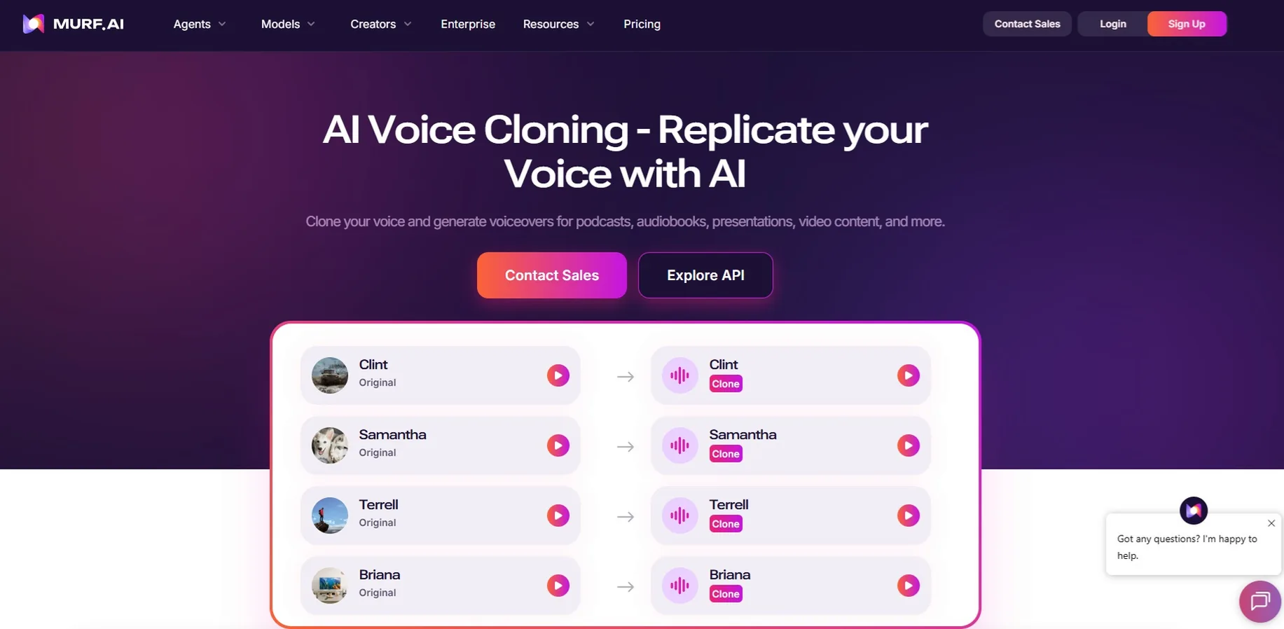 La clonazione vocale di Murf è disponibile solo nel piano Enterprise